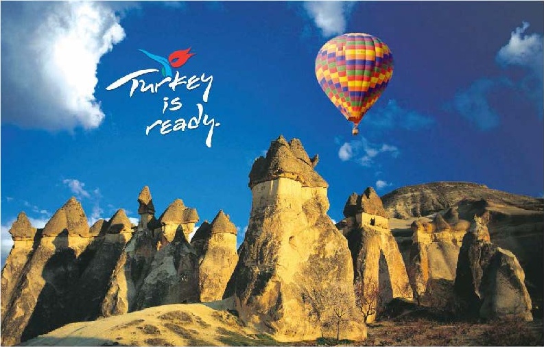 Cappadocia balloon Türkiye campaign artwork, headline retained